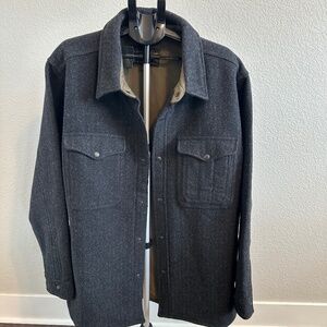Filson Lined Mackinaw Wool Jacket Shirt - Black Marled Heather Checked